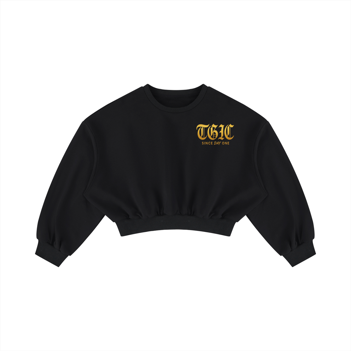 TGIC Since Day One Women's Matching Fleece Set – Cropped Crewneck & Sweatshorts, Black
