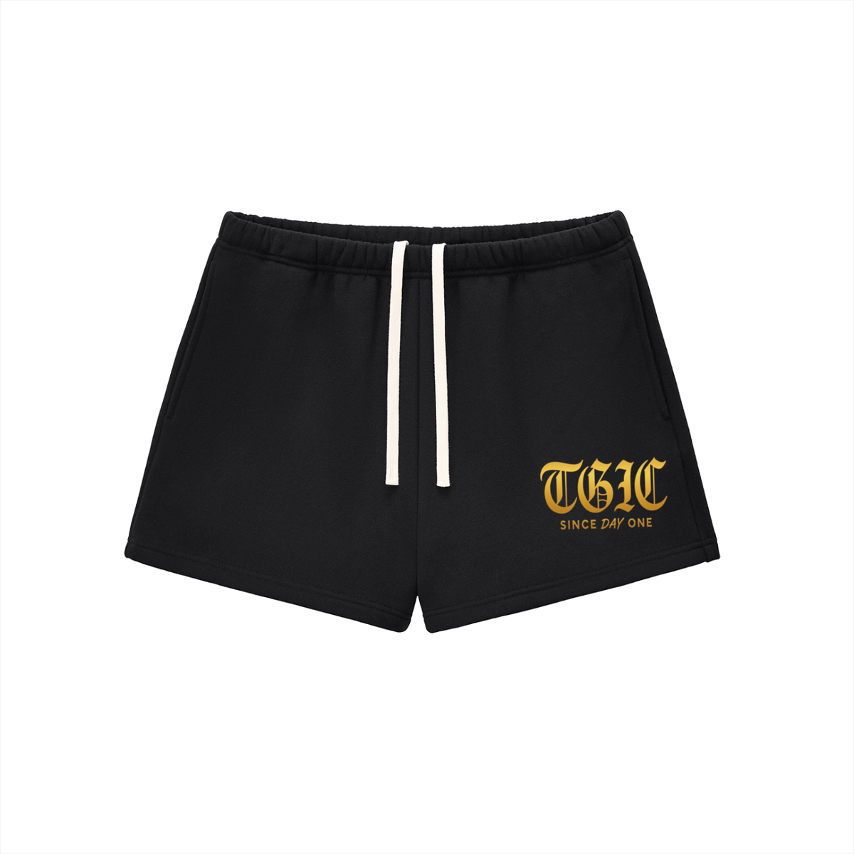 TGIC Since Day One Women's Matching Fleece Set – Cropped Crewneck & Sweatshorts, Black